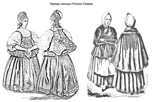 Народы России в старые времена. Наряды женщин Русского Севера